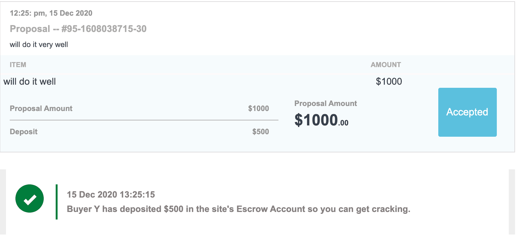 Success notification