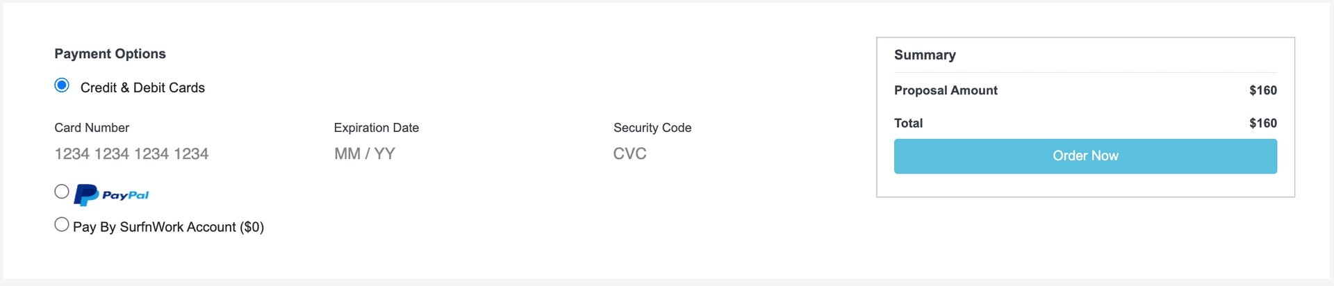 Deposit payment options